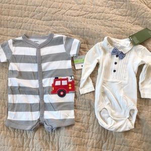 Carter’s H&M lot bundle onsies fire truck bow tie